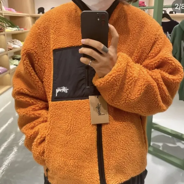 Design 8-Ball Sherpa Jacket Beige and Black Outerwear - 27