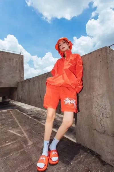 Stussy Logo Print Nylon Shorts Red - 13