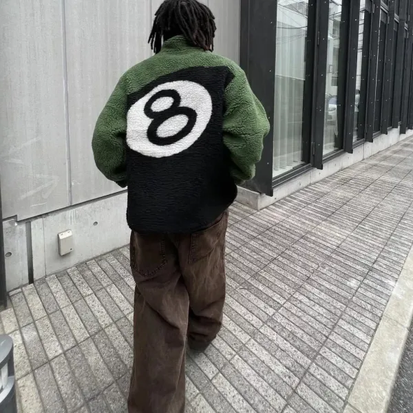 Design 8-Ball Sherpa Jacket Beige and Black Outerwear - 38