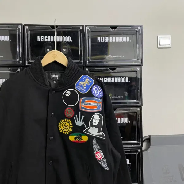Stussy Patchwork Bomber Jacket Black Outerwear - 12