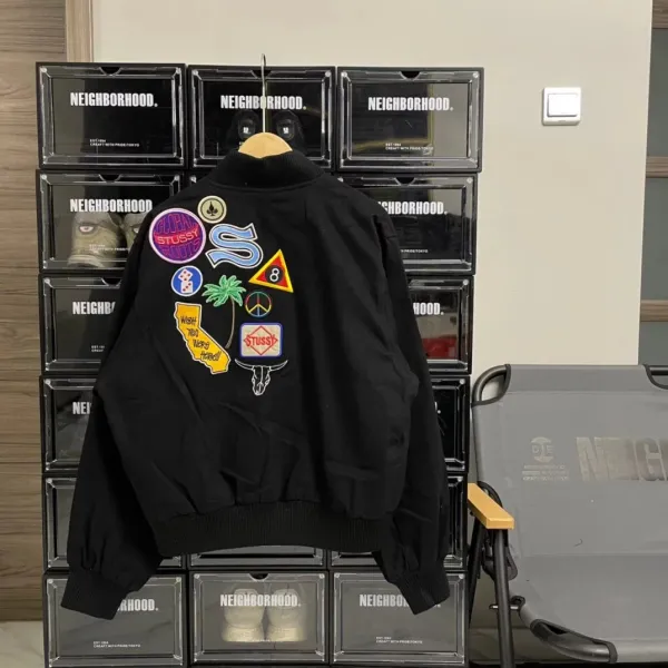 Stussy Patchwork Bomber Jacket Black Outerwear - 13