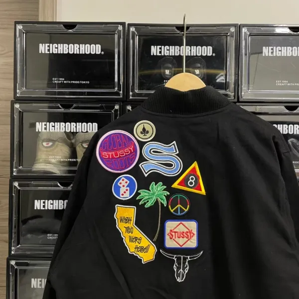 Stussy Patchwork Bomber Jacket Black Outerwear - 14