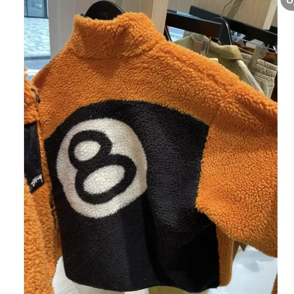 Design 8-Ball Sherpa Jacket Beige and Black Outerwear - 60