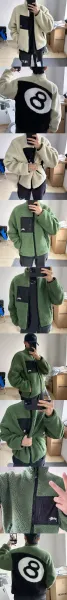 Design 8-Ball Sherpa Jacket Beige and Black Outerwear - 99