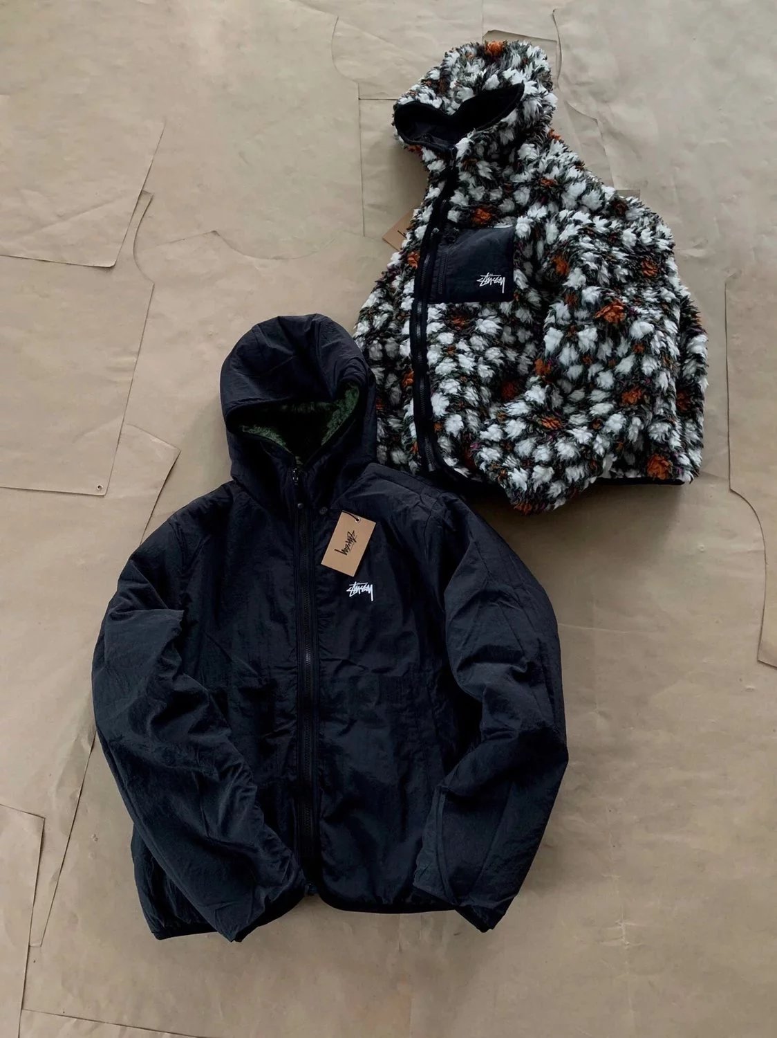 Stussy Fleece Sherpa Hooded Jacket Olive Green Outerwear - 13