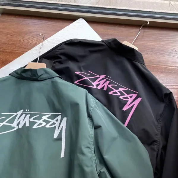 Stussy Script Logo Coach Jacket Forest Green Outerwear - 19