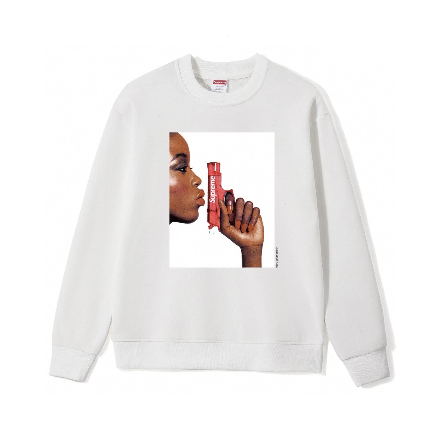 Supreme White Graphic Crewneck Sweater