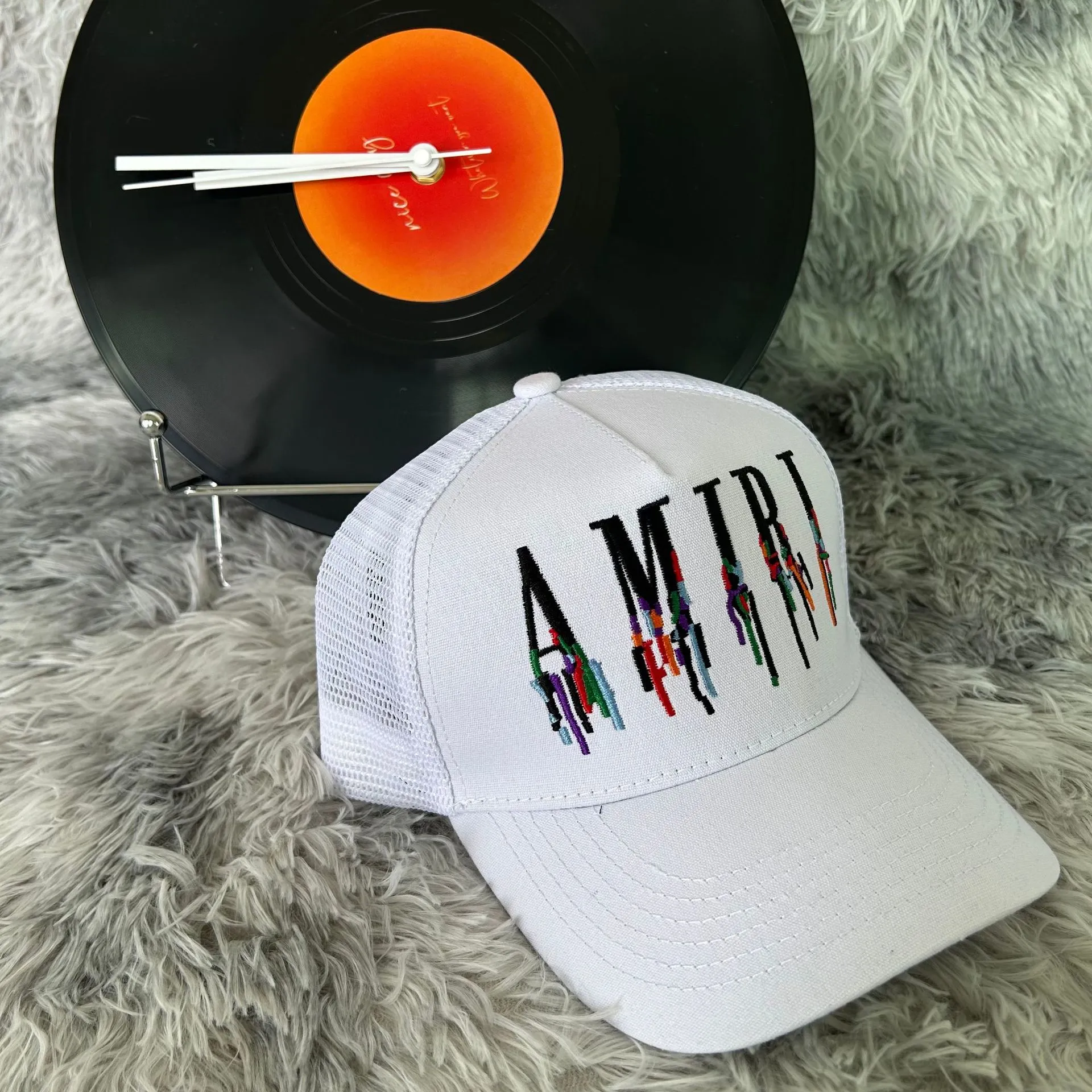 AMIRI White Drip Graffiti Logo Trucker Cap