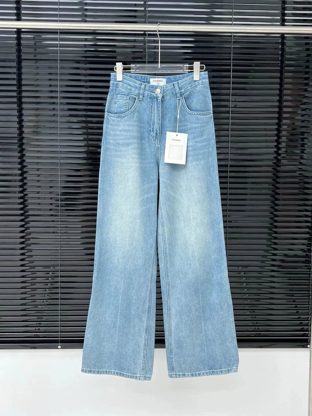 Chanel Wide-Leg Denim Jeans