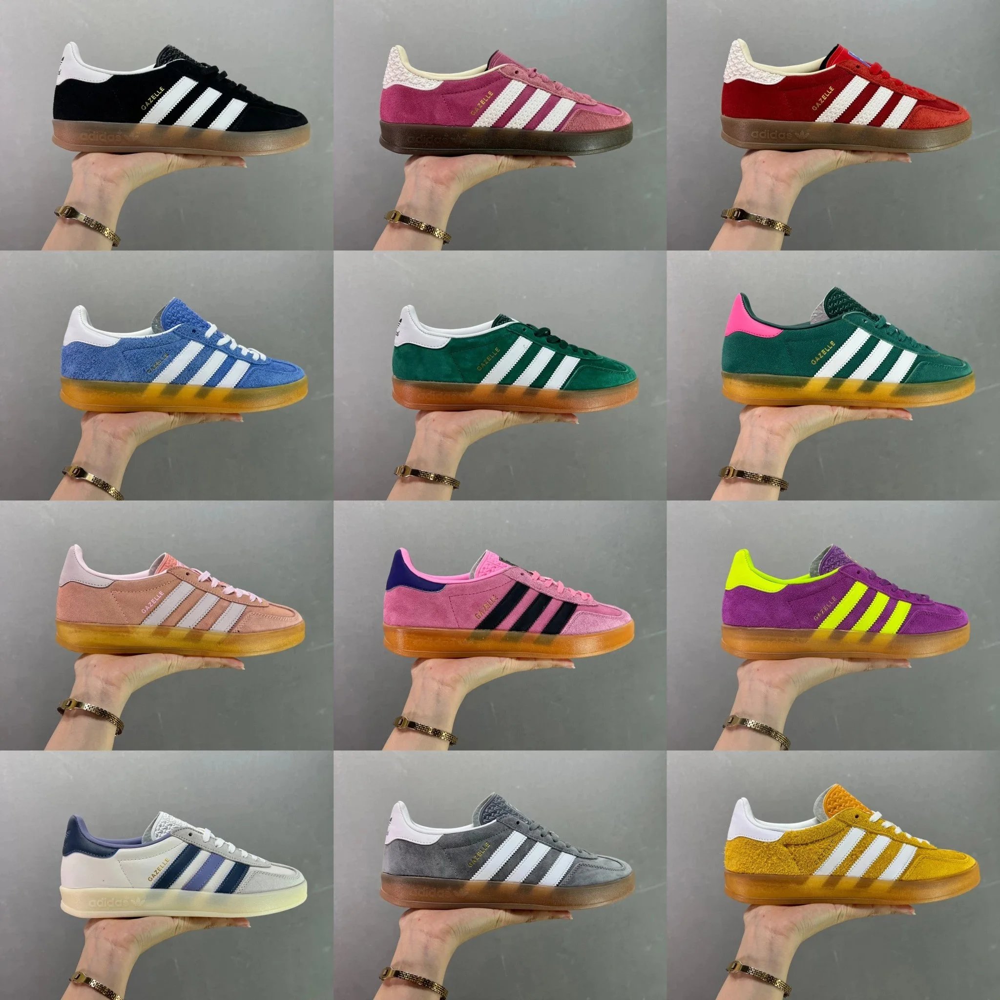 adidas Originals GAZELLE Indoor Casual Skate Shoe, Low-Top, Non-Slip & Durable, Women's, Blue/White/Brown, HQ8717, Sizes 36-45