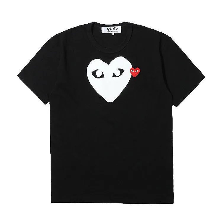 Comme des Garçons PLAY T-shirt Big White Heart and Red Heart Black