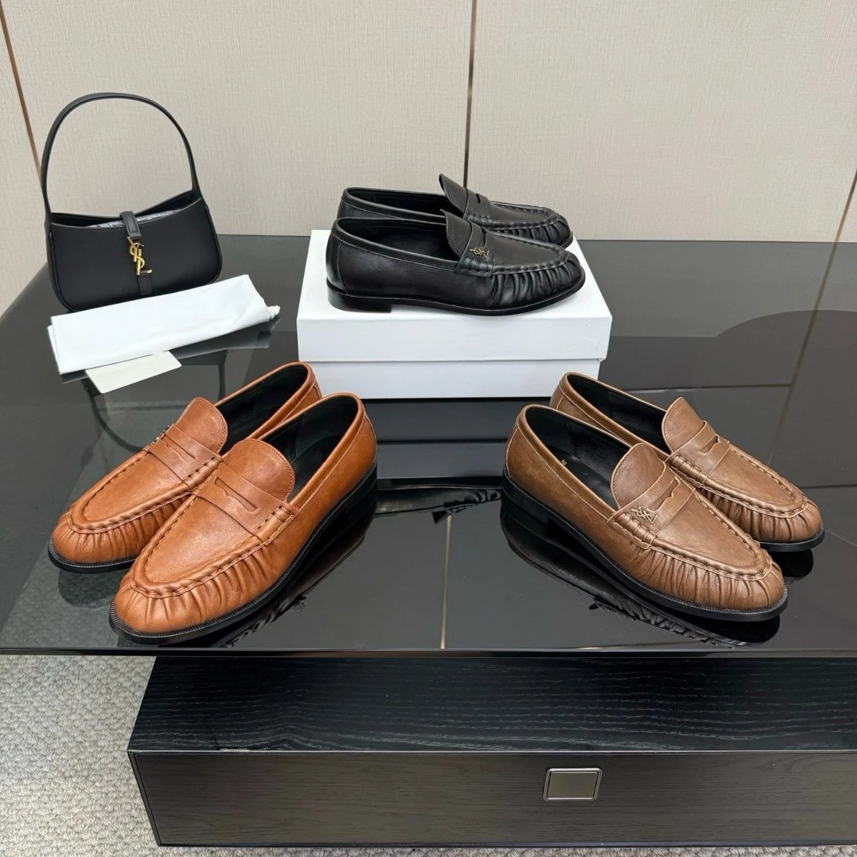 Saint Laurent Leather Shoes YSL Monogram Loafers image 3