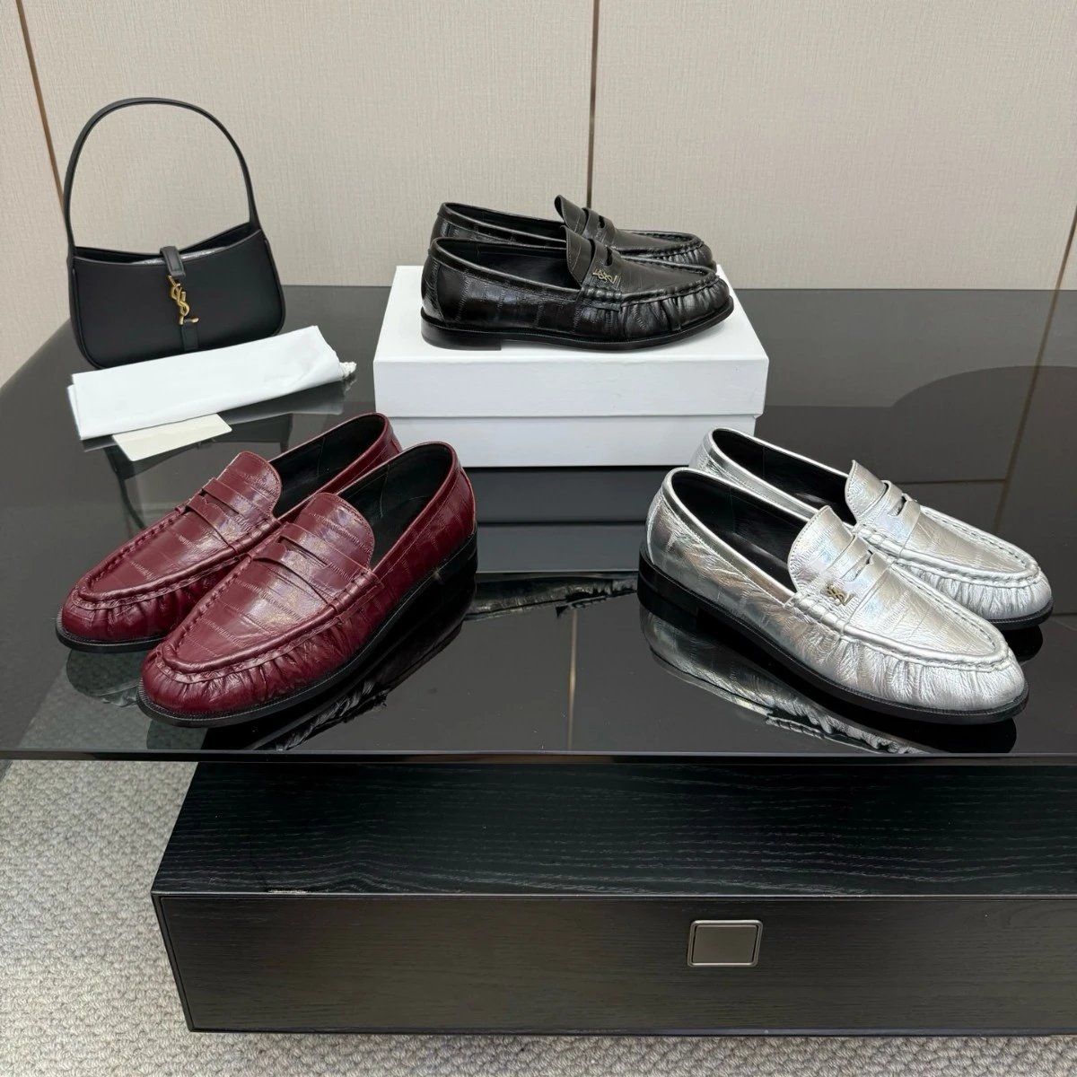 Saint Laurent Leather Shoes YSL Monogram Loafers image 4