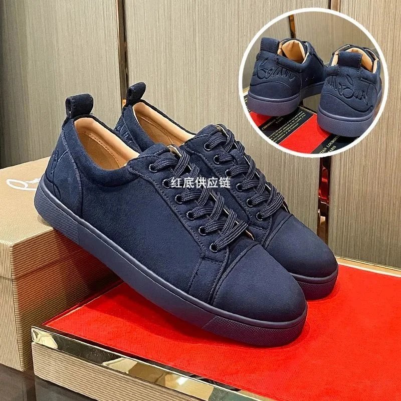 Navy Blue Suede with Embroidery