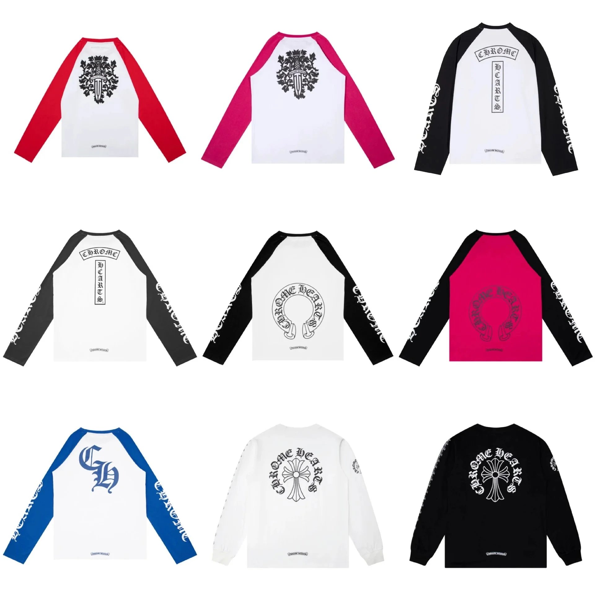 XMC 梵文印花插肩长袖T恤