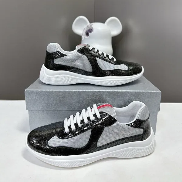 Prada Re-Nylon Arena Sneakers Black Silver Glitter Sneakers - 1