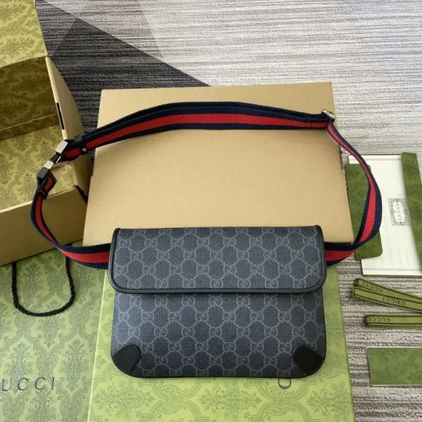 Gucci GG Marmont Belt Bag Navy Blue with Web Strap - 1
