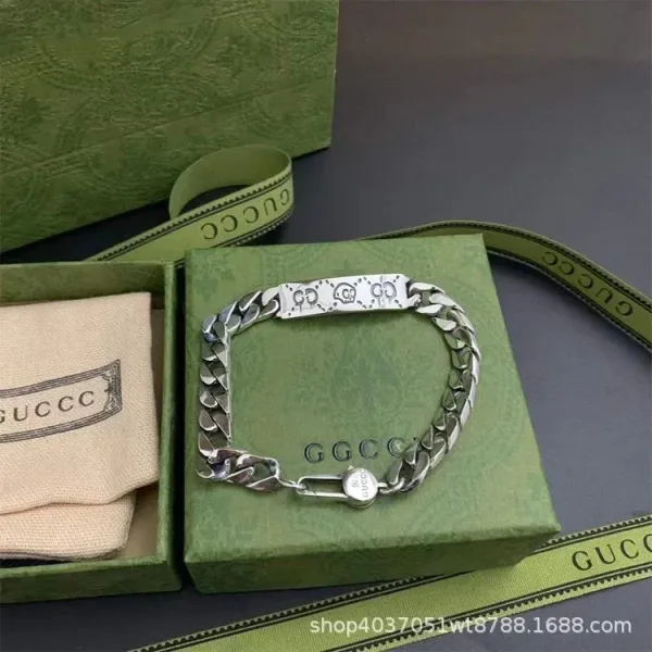 Gucci Key and Padlock Charm Silver-Tone Chain Bracelet - 6