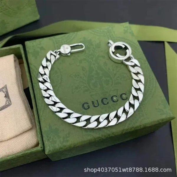 Gucci Key and Padlock Charm Silver-Tone Chain Bracelet - 7