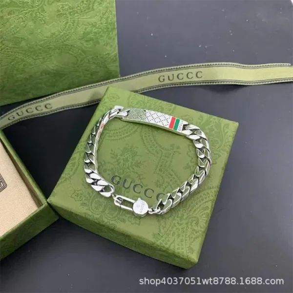 Gucci Key and Padlock Charm Silver-Tone Chain Bracelet - 10