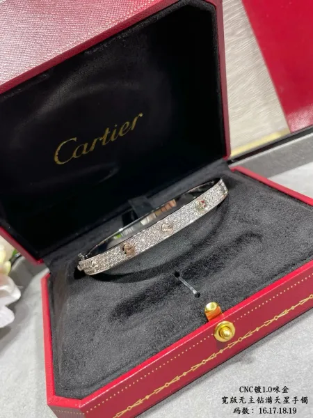 Cartier Love Wide Bracelet Paved with Diamonds in 18K White Gold - 1