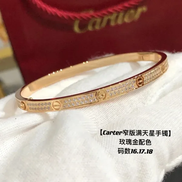 Cartier Love Narrow Full Pave Diamond Bracelet Rose Gold - 1