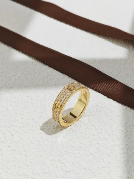 Cartier Love Paved Yellow Gold Diamond Ring - 1