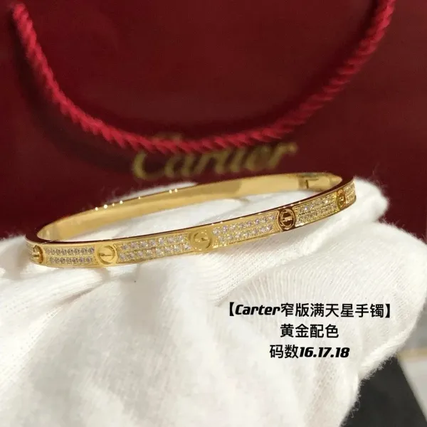 Cartier Love Narrow Paved Diamond Bracelet Yellow Gold - 1