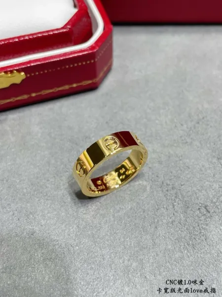 Cartier Love Ring Wide Polished Gold with Red Lacquer - 1