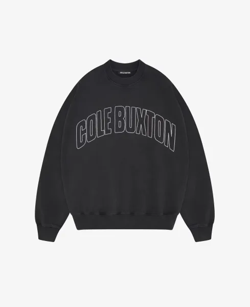 Cole Buxton Arch Logo Washed Black Hoodie - 1