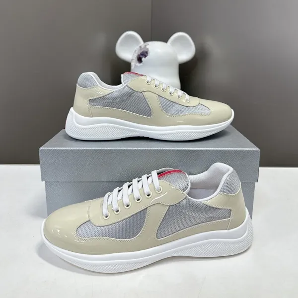 Prada Linea Rossa Milano Sneakers Beige Mesh White Sole Sneakers - 1