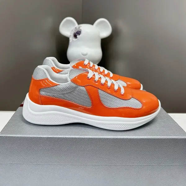 Prada Re-Nylon Runner Orange and Silver Sneakers - 1