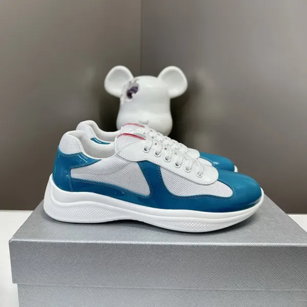 Prada Linea Rossa Nylon Sneakers Blue and White Sneakers - 1