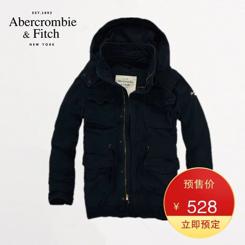 AF jacket men's coat thick American purchasing authentic A&F workwear medium long zipper deer hooded jacket