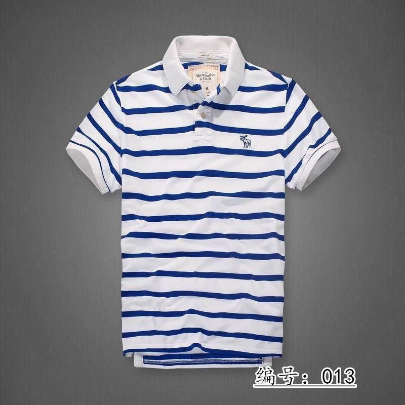A&F Men's Short-Sleeve Polo Shirt Genuine US Import, Cotton Pique with Deer Embroidery and Contrast Collar