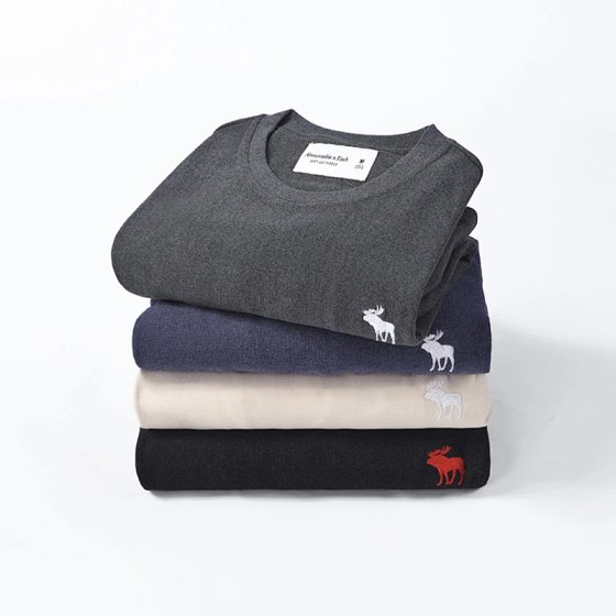 A&F Men's Long Sleeve T-Shirt Crew Neck Soft超柔 Cotton Casual Everyday Undershirt for Fall/Winter New Arrival in Big & Tall Sizes