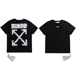 thumbnail for Foil stamping strip oil painting daisy fireworks short sleeve loose T-shirt