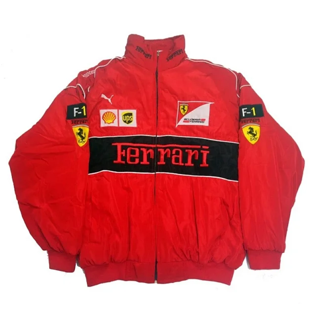 Ferrari Jackets Embroidered racing-logo zip-up bomber jacket product detail image 17
