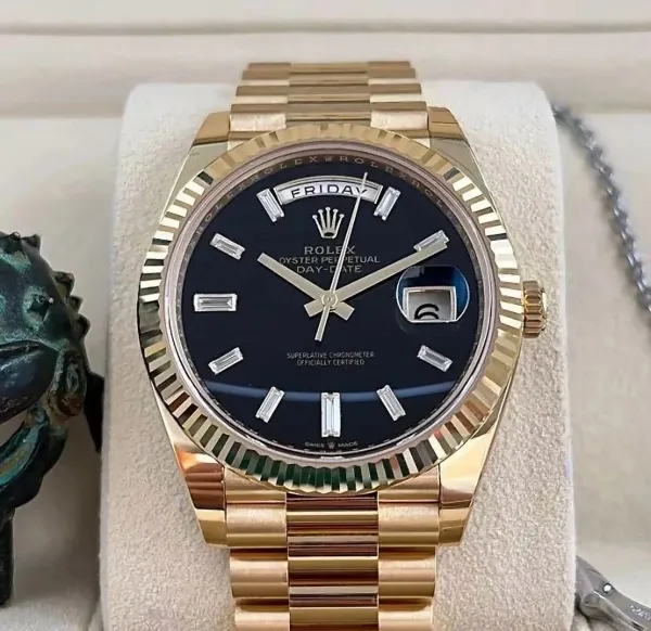 Rolex Day-Date 40 Black Dial Gold Watch - 1