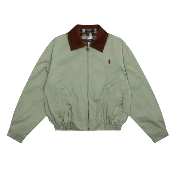 Polo Ralph Lauren Corduroy Collar Windbreaker Sage Green Jacket - 1