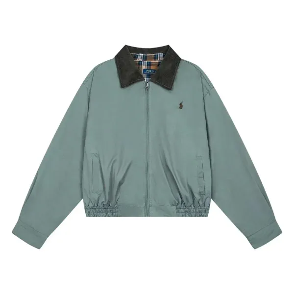Polo Ralph Lauren Cord Collar Windbreaker Sage Green Jacket - 1