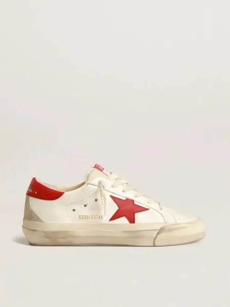 Golden Goose Superstar White and Red Leather Sneakers - 1