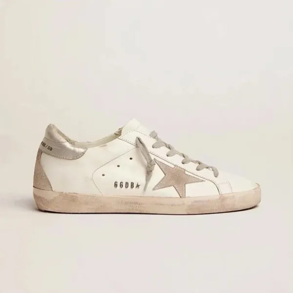 Golden Goose Superstar Distressed White Leather Sneakers - 1