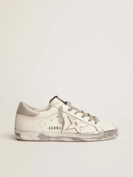Golden Goose Superstar Distressed White Leather Sneakers - 1