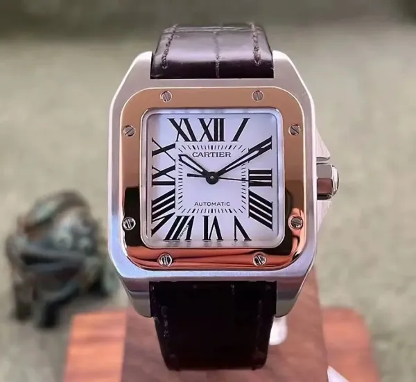Cartier Santos-Dumont Rose Gold and Steel Automatic Watch - 1