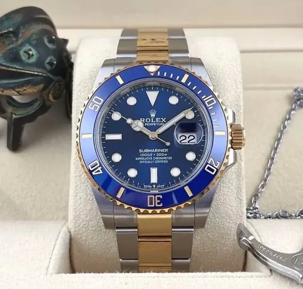Rolex Submariner Blue Bezel Two-Tone Stainless Steel and Gold Mechanical Watch - 1