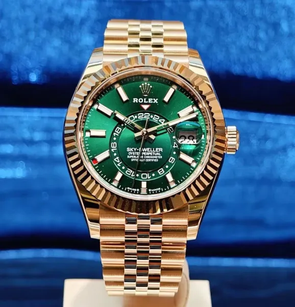 Rolex Sky-Dweller Green Dial 18K Everose Gold Mechanical Watch - 1