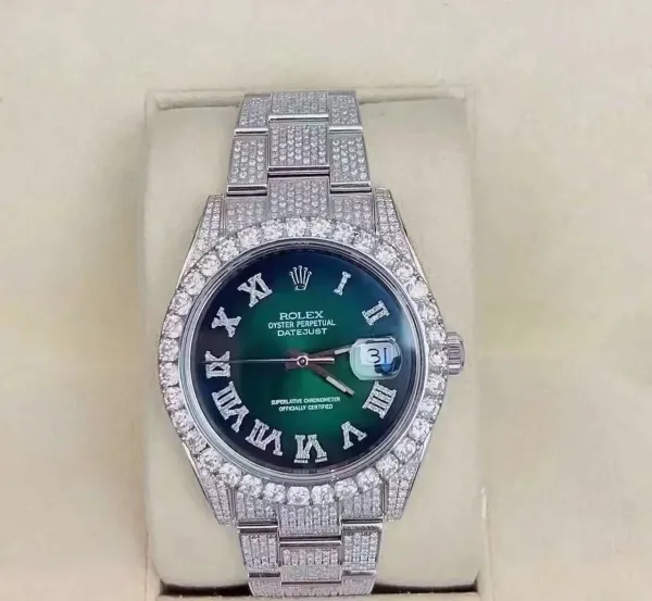 Rolex Oyster Perpetual Datejust Green Gradient Dial Diamond-Set Watch - 1