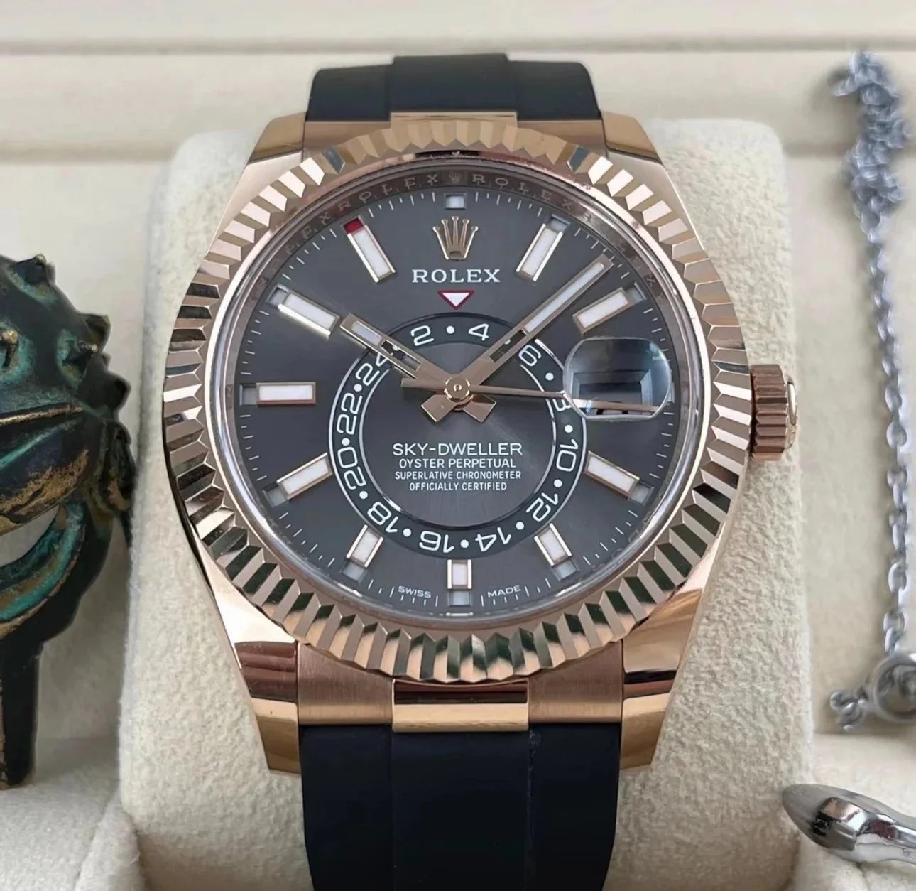 Rolex Rolex Sky-Dweller Rose Gold and Grey Watch Grey