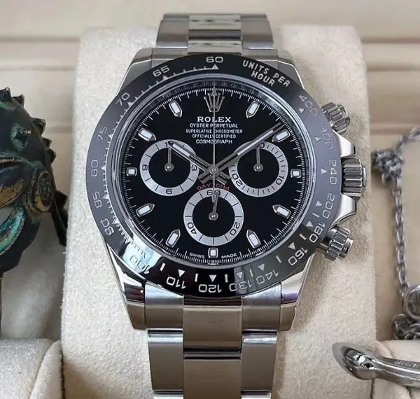 Rolex Daytona Black Dial Steel Chronograph Watch - 1